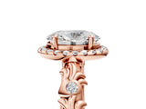 Rose gold Oval Cut Halo Diamond Solitaire with Filigree Band and Four-Prong Setting_20