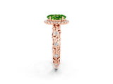 Rose gold Oval Cut Halo Diamond Solitaire with Filigree Band and Four-Prong Setting_2