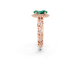 Rose gold Oval Cut Halo Diamond Solitaire with Filigree Band and Four-Prong Setting_2