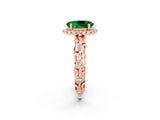 Rose gold Oval Cut Halo Diamond Solitaire with Filigree Band and Four-Prong Setting_2