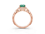 Rose gold Oval Cut Halo Diamond Solitaire with Filigree Band and Four-Prong Setting_3