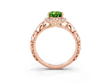 Rose gold Oval Cut Halo Diamond Solitaire with Filigree Band and Four-Prong Setting_3
