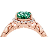 Rose gold Oval Cut Halo Diamond Solitaire with Filigree Band and Four-Prong Setting_4