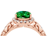 Rose gold Oval Cut Halo Diamond Solitaire with Filigree Band and Four-Prong Setting_4
