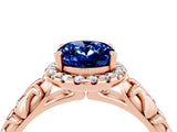 Rose gold Oval Cut Halo Diamond Solitaire with Filigree Band and Four-Prong Setting_4
