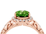 Rose gold Oval Cut Halo Diamond Solitaire with Filigree Band and Four-Prong Setting_4