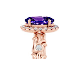 Rose gold Oval Cut Halo Diamond Solitaire with Filigree Band and Four-Prong Setting_5