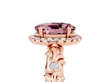 Rose gold Oval Cut Halo Diamond Solitaire with Filigree Band and Four-Prong Setting_5