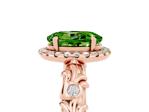 Rose gold Oval Cut Halo Diamond Solitaire with Filigree Band and Four-Prong Setting_5