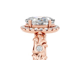 Rose gold Oval Cut Halo Diamond Solitaire with Filigree Band and Four-Prong Setting_5