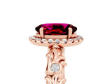 Rose gold Oval Cut Halo Diamond Solitaire with Filigree Band and Four-Prong Setting_5