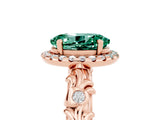 Rose gold Oval Cut Halo Diamond Solitaire with Filigree Band and Four-Prong Setting_5