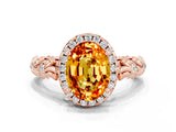 Rose gold Oval Cut Halo Diamond Solitaire with Filigree Band and Four-Prong Setting