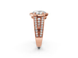 Rose gold Oval Cut Halo Diamond Split Shank Ring with Prong Setting_5