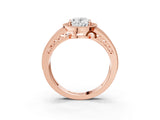Rose gold Oval Cut Halo Diamond Split Shank Ring with Prong Setting_6