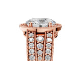 Rose gold Oval Cut Halo Diamond Split Shank Ring with Prong Setting_8