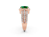 Rose gold Oval Cut Halo Emerald Ring with Split Shank and Four-Prong Setting_2
