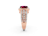 Rose gold Oval Cut Halo Garnet Ring with Split Shank and Four-Prong Setting_2