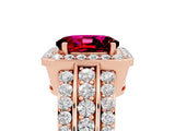 Rose gold Oval Cut Halo Garnet Ring with Split Shank and Four-Prong Setting_5