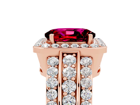 Rose gold Oval Cut Halo Garnet Ring with Split Shank and Four-Prong Setting_5