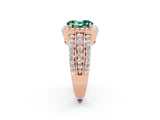 Rose gold Oval Cut Halo Green Sapphire Ring with Split Shank and Four-Prong Setting_2