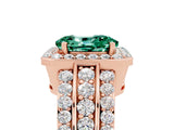 Rose gold Oval Cut Halo Green Sapphire Ring with Split Shank and Four-Prong Setting_5