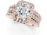 Rose gold Oval Cut Halo Moissanite Ring with Split Shank and Four-Prong Setting_1