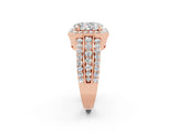 Rose gold Oval Cut Halo Moissanite Ring with Split Shank and Four-Prong Setting_2