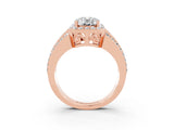 Rose gold Oval Cut Halo Moissanite Ring with Split Shank and Four-Prong Setting_3
