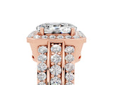 Rose gold Oval Cut Halo Moissanite Ring with Split Shank and Four-Prong Setting_5