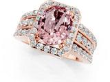 Rose gold Oval Cut Halo Morganite Ring with Split Shank and Four-Prong Setting_1