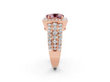 Rose gold Oval Cut Halo Morganite Ring with Split Shank and Four-Prong Setting_2