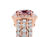 Rose gold Oval Cut Halo Morganite Ring with Split Shank and Four-Prong Setting_5