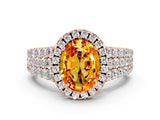 Rose gold Oval Cut Halo Pavé Diamond Engagement Ring with Split Shank and Four-Prong Setting