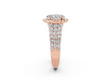 Rose gold Oval Cut Halo Pavé Diamond Engagement Ring with Split Shank and Four-Prong Setting_2