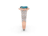 Rose gold Oval Cut Halo Pavé Diamond Engagement Ring with Split Shank and Four-Prong Setting_2