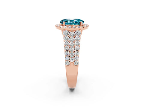 Rose gold Oval Cut Halo Pavé Diamond Engagement Ring with Split Shank and Four-Prong Setting_2