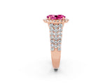 Rose gold Oval Cut Halo Pavé Diamond Engagement Ring with Split Shank and Four-Prong Setting_2