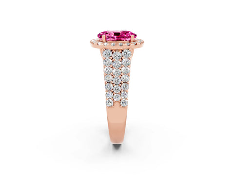 Rose gold Oval Cut Halo Pavé Diamond Engagement Ring with Split Shank and Four-Prong Setting_2