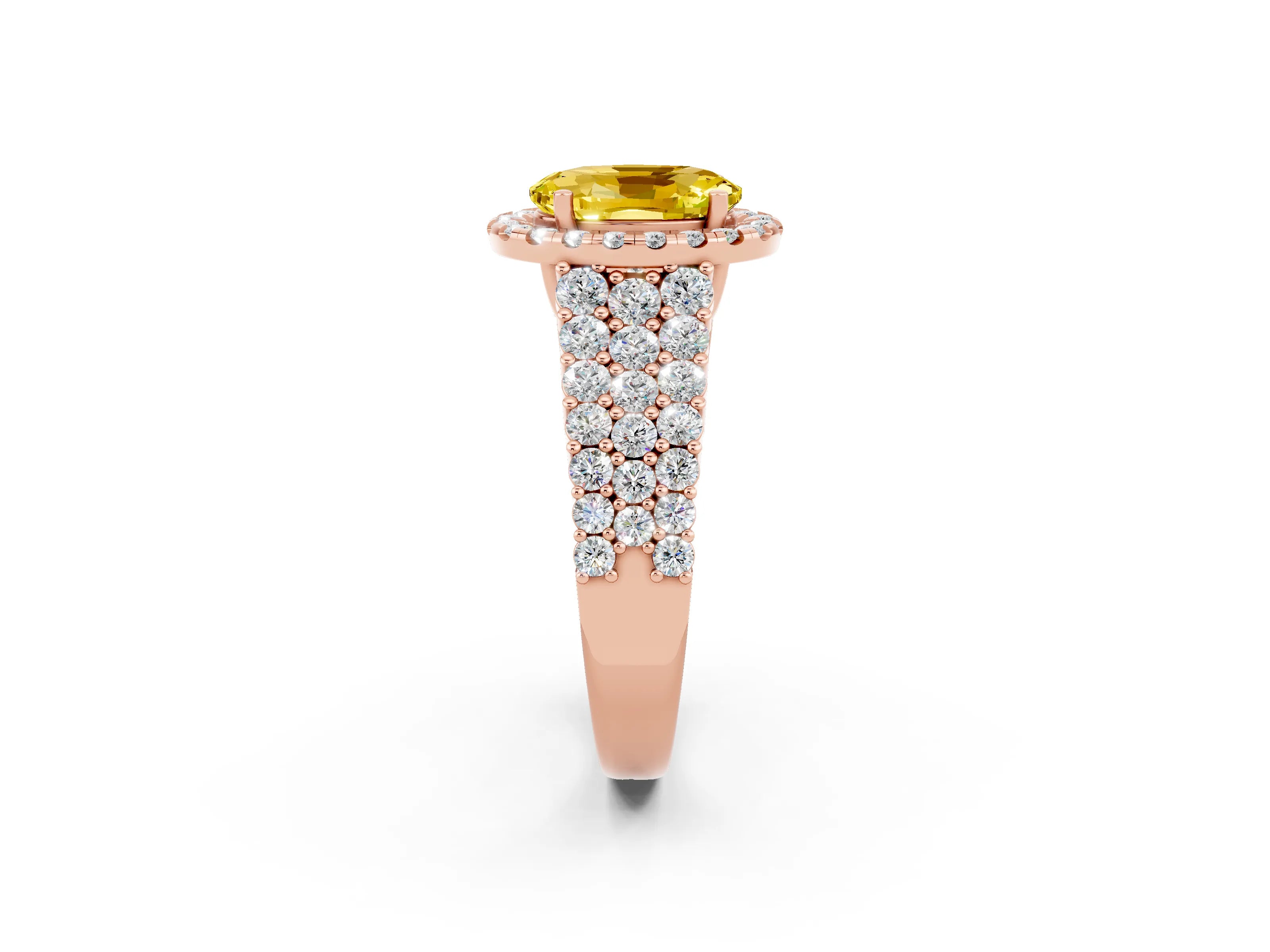 Rose gold Oval Cut Halo Pavé Diamond Engagement Ring with Split Shank and Four-Prong Setting_2