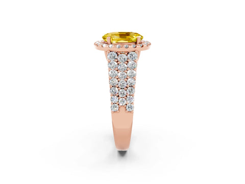 Rose gold Oval Cut Halo Pavé Diamond Engagement Ring with Split Shank and Four-Prong Setting_2