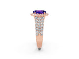 Rose gold Oval Cut Halo Pavé Diamond Engagement Ring with Split Shank and Four-Prong Setting_2