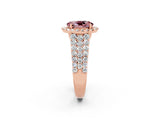 Rose gold Oval Cut Halo Pavé Diamond Engagement Ring with Split Shank and Four-Prong Setting_2