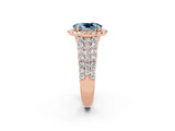 Rose gold Oval Cut Halo Pavé Diamond Engagement Ring with Split Shank and Four-Prong Setting_2