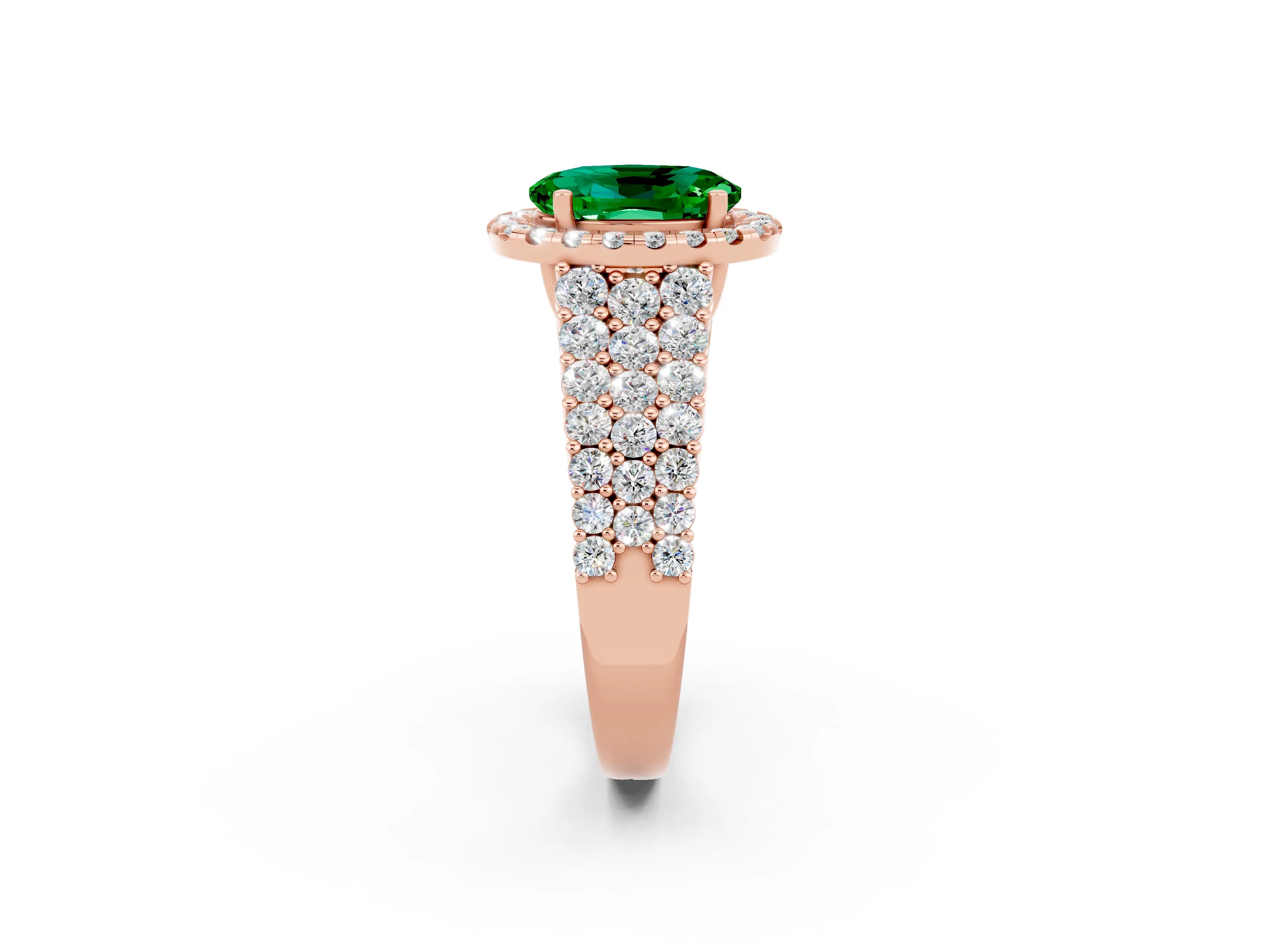 Rose gold Oval Cut Halo Pavé Diamond Engagement Ring with Split Shank and Four-Prong Setting_2