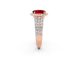 Rose gold Oval Cut Halo Pavé Diamond Engagement Ring with Split Shank and Four-Prong Setting_2