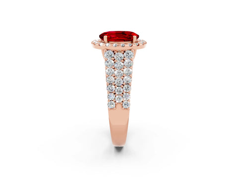 Rose gold Oval Cut Halo Pavé Diamond Engagement Ring with Split Shank and Four-Prong Setting_2