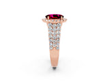 Rose gold Oval Cut Halo Pavé Diamond Engagement Ring with Split Shank and Four-Prong Setting_2