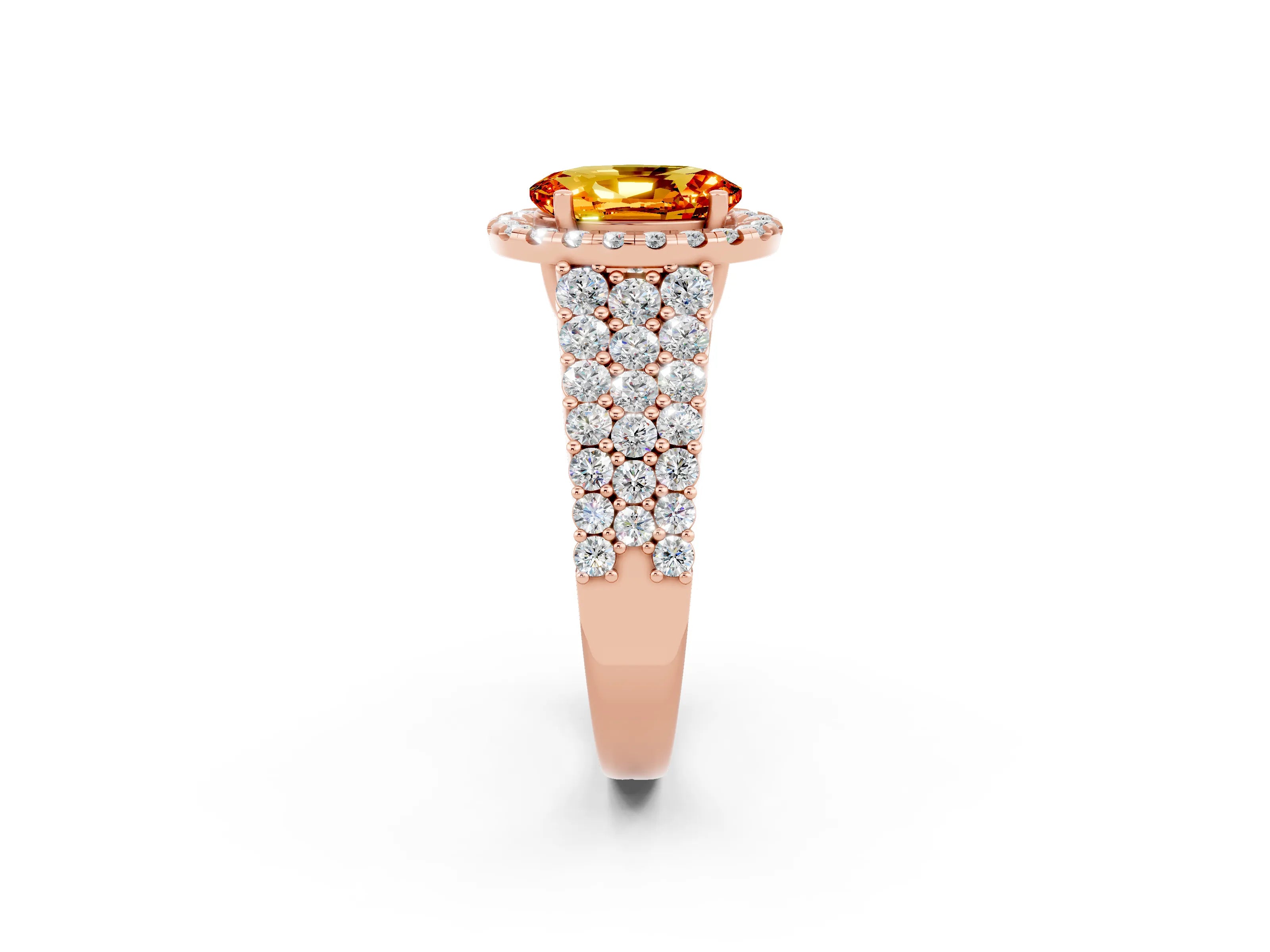 Rose gold Oval Cut Halo Pavé Diamond Engagement Ring with Split Shank and Four-Prong Setting_2