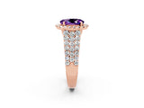 Rose gold Oval Cut Halo Pavé Diamond Engagement Ring with Split Shank and Four-Prong Setting_2